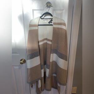 Lulus Wrapped in Love Beige Multi Striped Poncho
